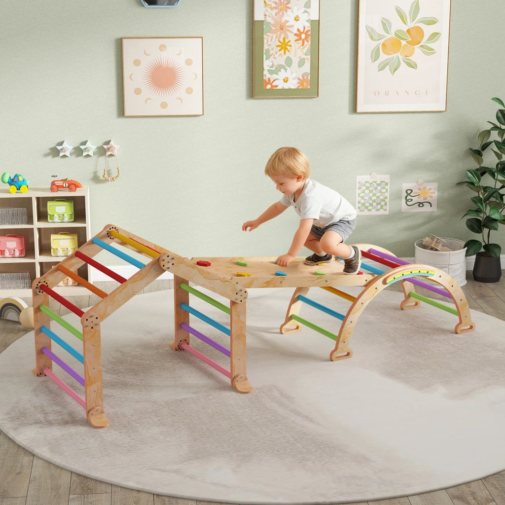 Giocattolo di arrampicata per bambini con scivolo e dondolo ¨C Minimal ¨C Multicolore