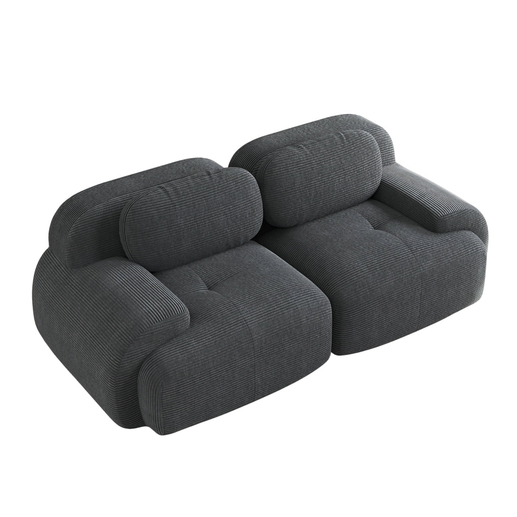 Divano 2 Posti in Tessuto a Coste Modulare con Braccioli ¨C MINIMAL ¨C Grigio