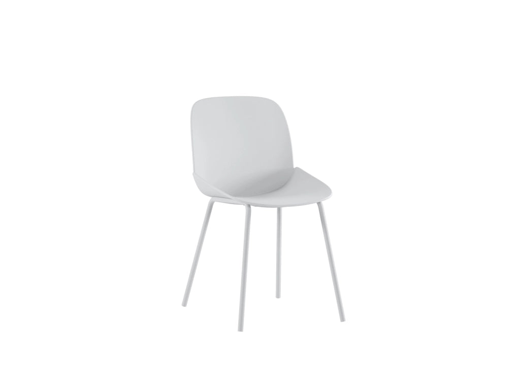 Sedia Eva Design Moderno in Polipropilene Bianco con Gambe in Metallo - Struttura Robusta per Interni ed Esterni - Alta Qualità