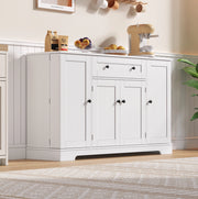 Mobile buffet da cucina 138 cm con cassetto e ripiani regolabili in MDF bianco