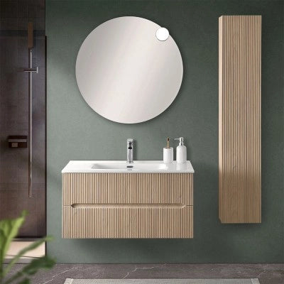 Pensile bagno sospeso cannettato H 150 cm rovere chiaro Bali