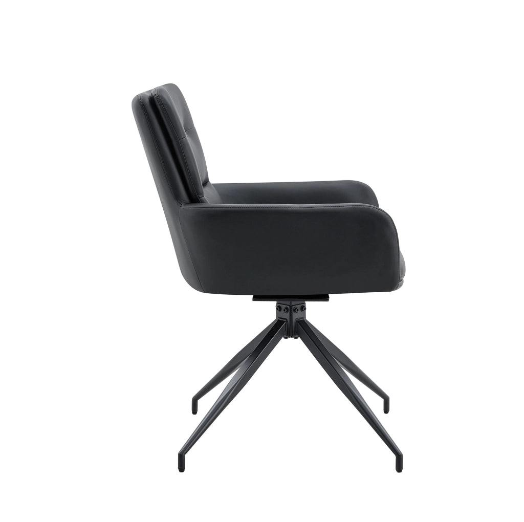 SEDIA Girevole 85 cm in PU Nero e Metallo Nero Set da 2 pezzi
