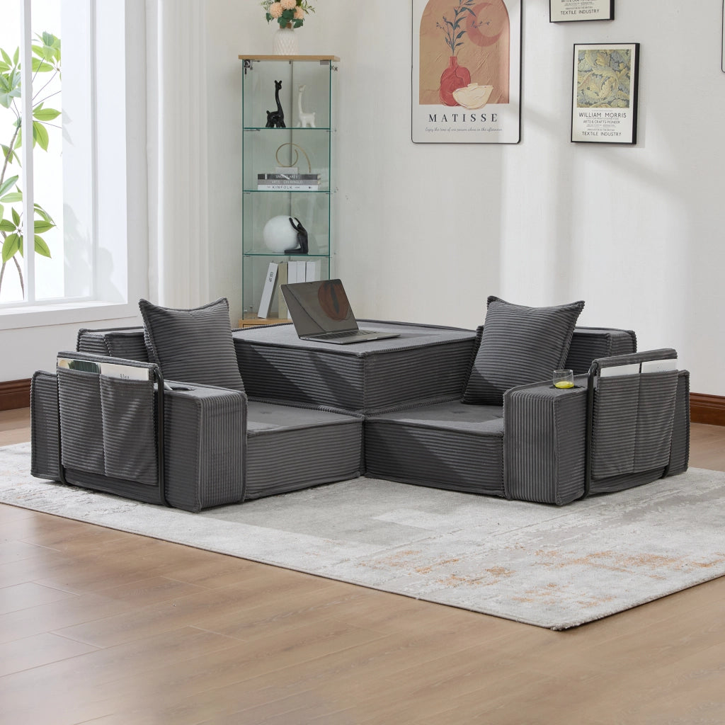 Divano Letto 2 Posti con Poggiapiedi e Cuscini ¨C MINIMAL ¨C Tessuto
