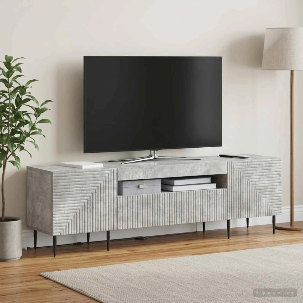 Mobile TV LED HAARLEM 153 x 35 x 43 cm Grigio Cemento 896908