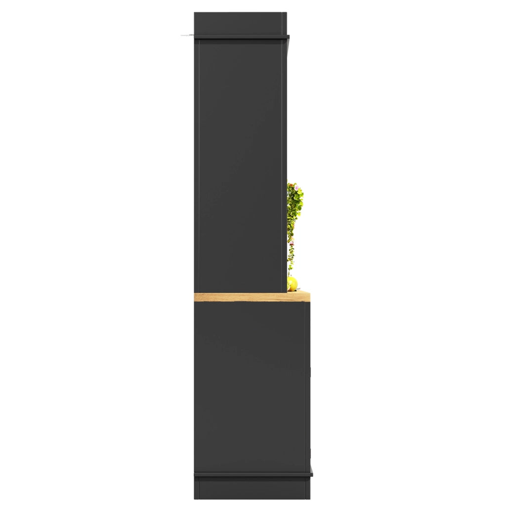 ARMADIO CUCINA LED 107x43x184 cm Nero MDF e Metallo