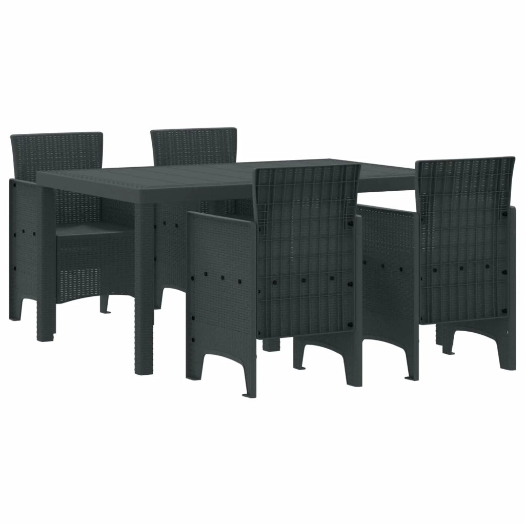 Set da Pranzo per Giardino 5 pcs Antracite Rattan Polt