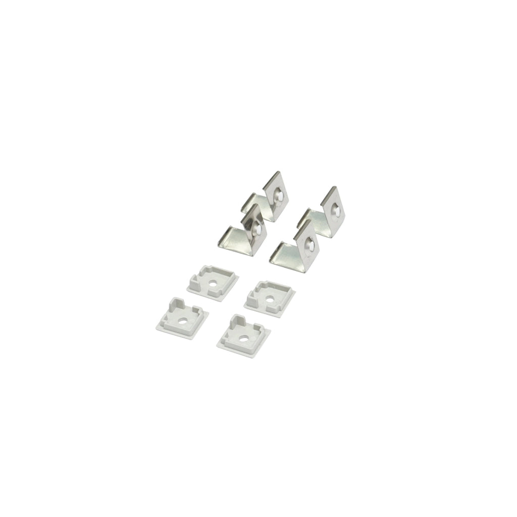 Profilo in alluminio per strip LED 15,8x15,8x2000mm, applicato angolo interno 90 gradi con diffusore opaco, striscia massima 12mm