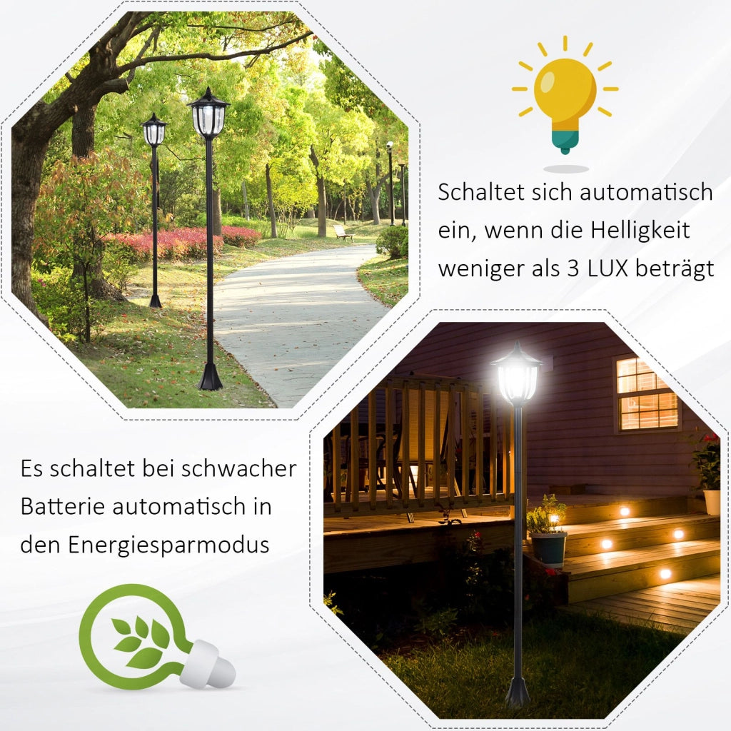 Lanterna Solare LED da Giardino ¨C Xylo ¨C Plastica Nera 177cm per Esterno e Interno