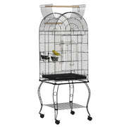 Gabbia per Uccelli con Supporto e Ruote ¨C Zephmum ¨C Nero 51x51x153 cm