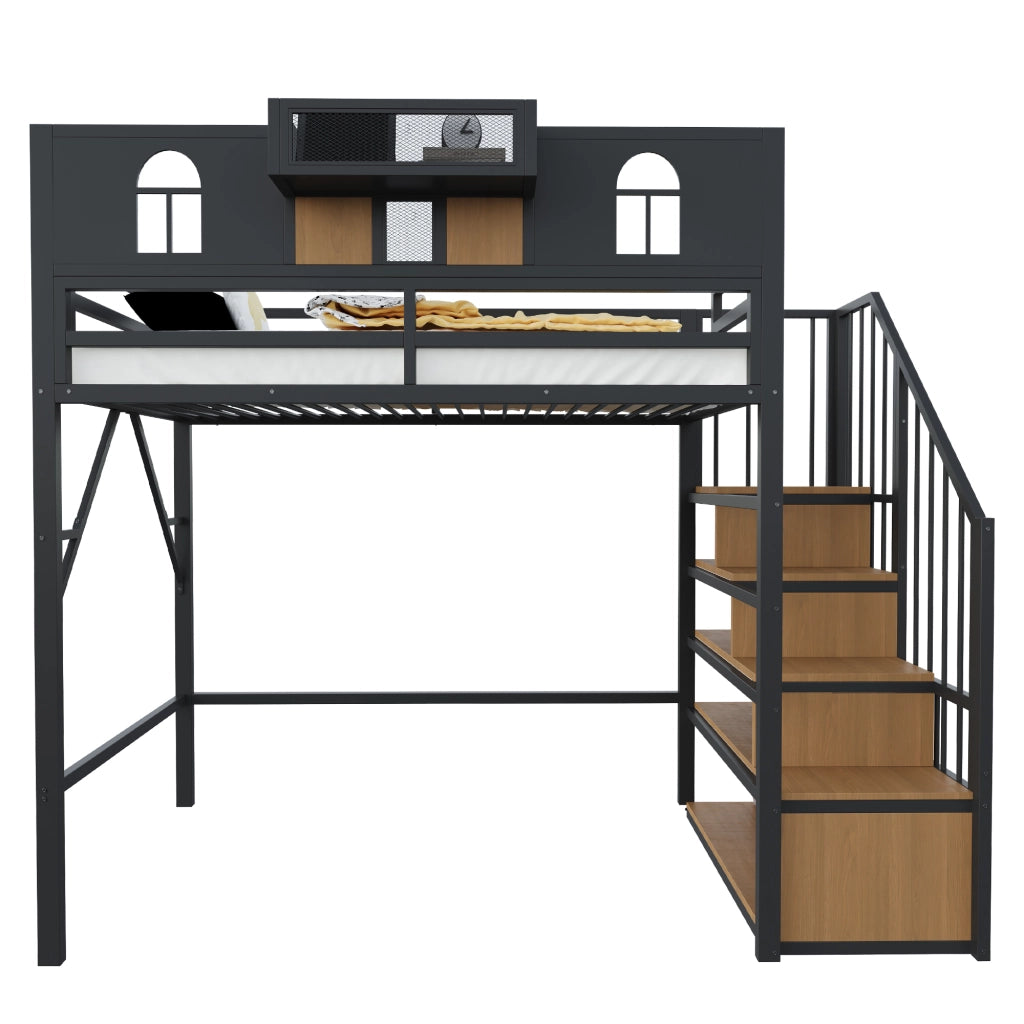letto a castello metallo nero 90 x 200 cm
