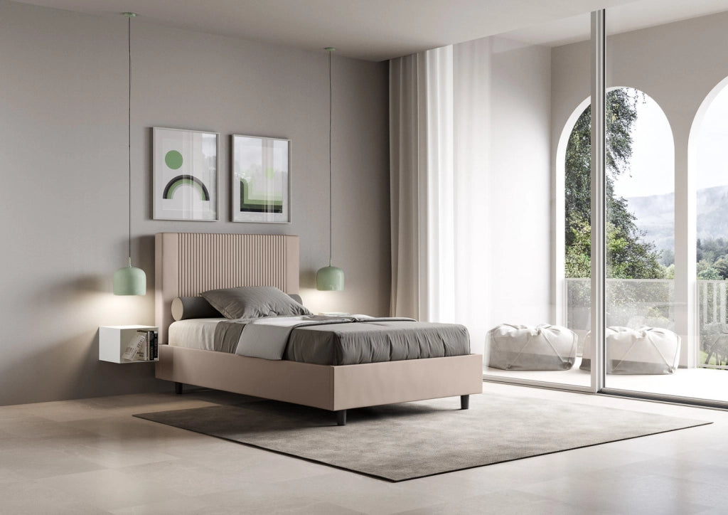 Letto 1 Piazza e Mezzo 130x190 cm Senza Rete Goya Tortora