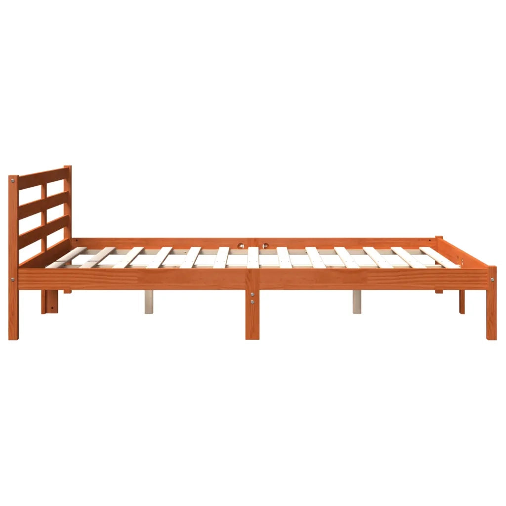 Letto senza Materasso-Struttura Letto Marrone Cera 200x200 cm in Legno di Pino 367415