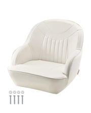 1 pz. AD75573 Sedile per Barca Ribaltabile Schienale Basso in Pelle Impermeabile Bianco Ergonomico e Resistente per Barche da Pesca Yacht 594x543x483