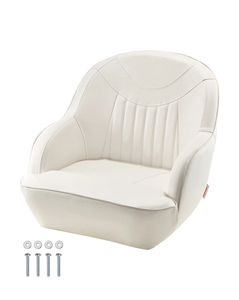1 pz. AD75573 Sedile per Barca Ribaltabile Schienale Basso in Pelle Impermeabile Bianco Ergonomico e Resistente per Barche da Pesca Yacht 594x543x483