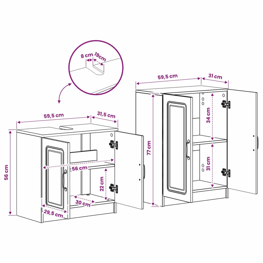 Set di Armadi da Bagno da 2 Pezzi UTRECHT Sonoma grigio 3417654