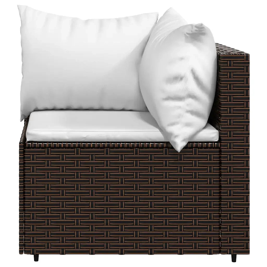 Set Mobili da Giardino 4 pz con Cuscini in Polyrattan Marrone CFW5429581