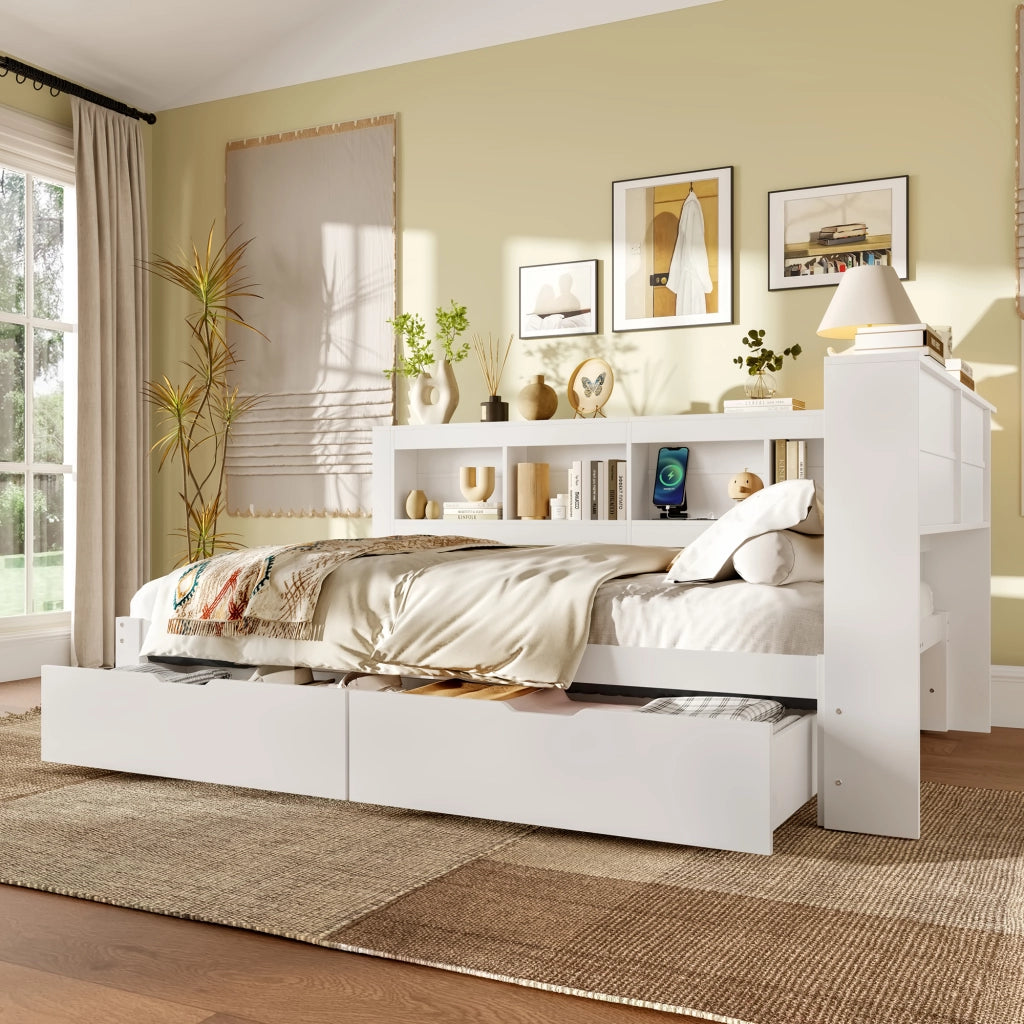 Letto divano con funzione letto a scomparsa in MDF e pino 140x200 cm