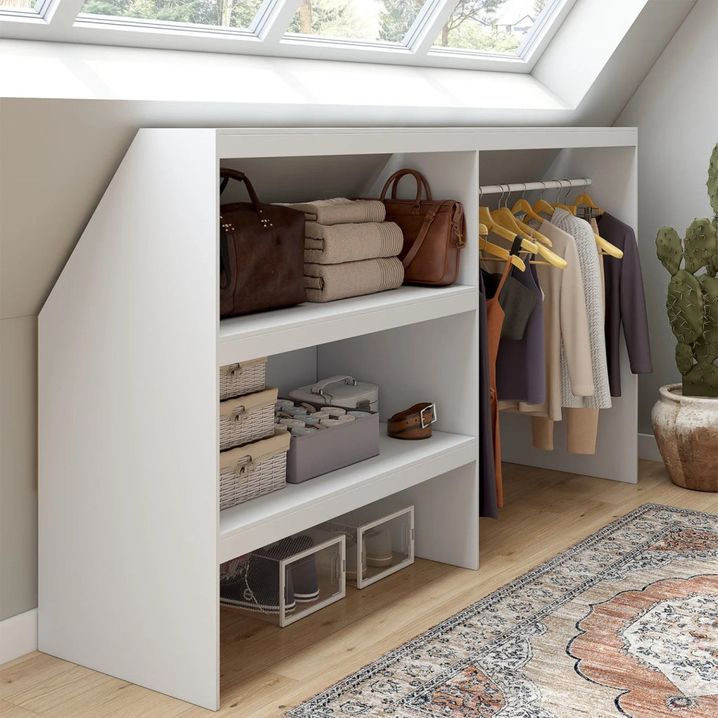 IDMarket - Set spogliatoio sottopiano con scaffale a 2 livelli e armadio estraibile TOMI 195 x 50 x 70/110 cm bianco
