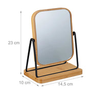 Specchio da tavolo decorativo in bambù 23 x 14,5 x 10 cm con rotazione a 360 gradi stile naturale in bambù 13_0016244