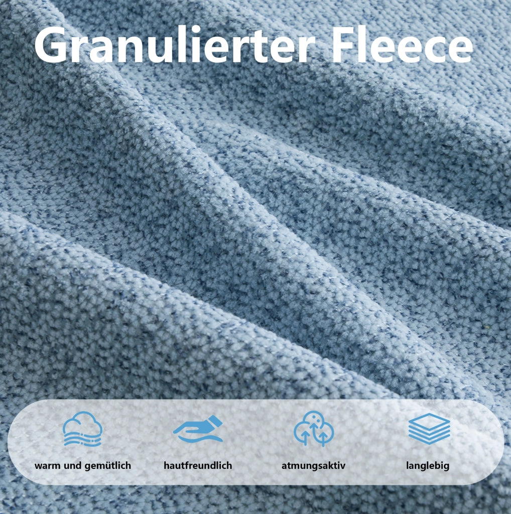 Divano modulare con ottomana in pile granulato blu