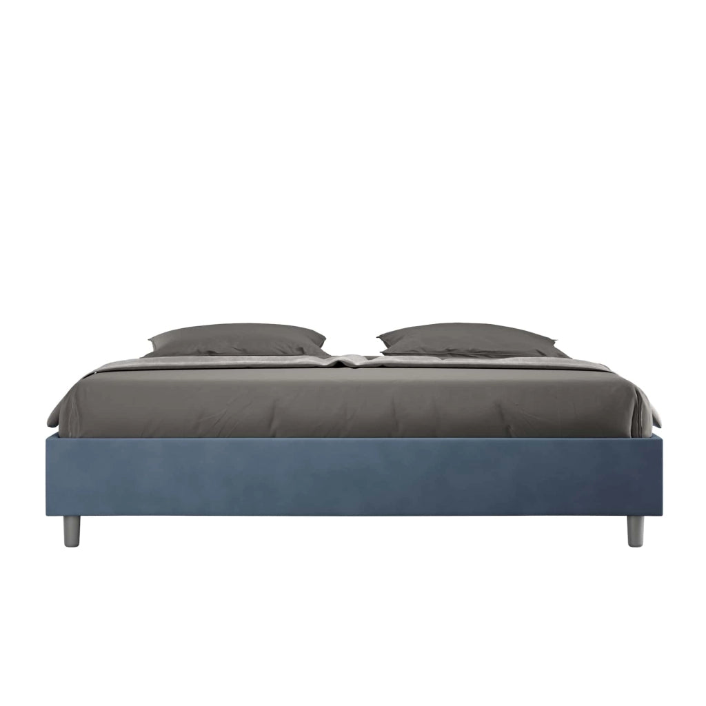 BS COM Letto contenitore imbottito 180x210 microfibra blu