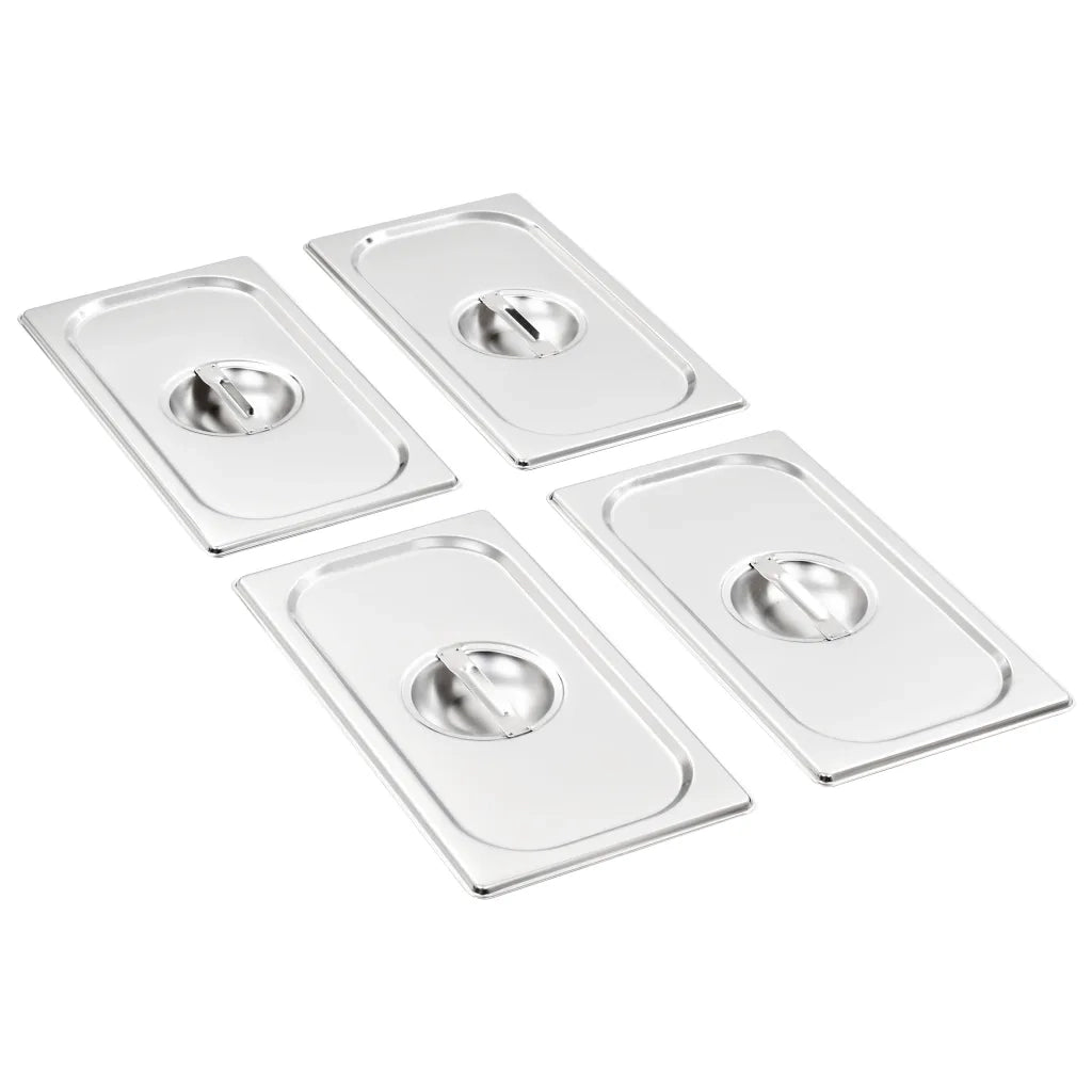 Set di 4 coperchi per vassoio GN 1/3 cucina pratica universale 325 x 176 mm in acciaio inox argentato 02_0045995