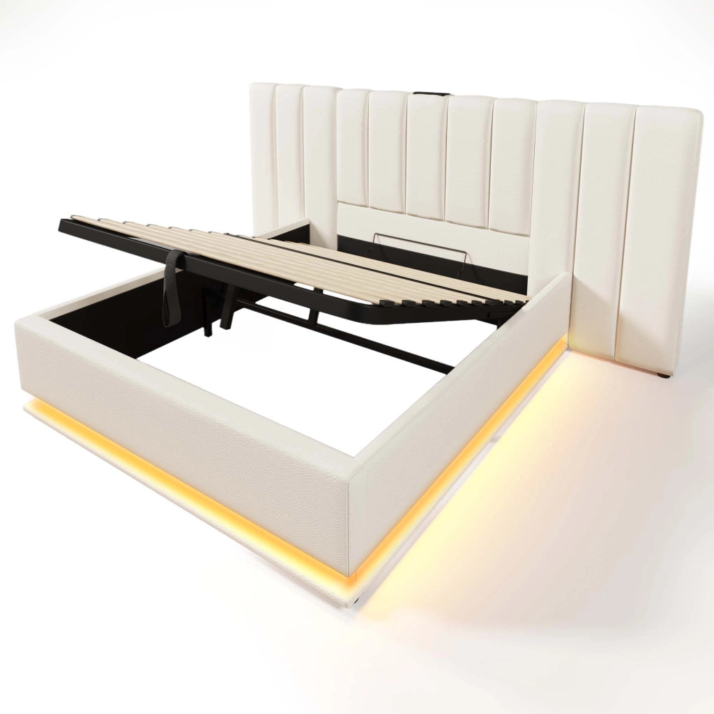 Letto contenitore 160x200 bianco in PU