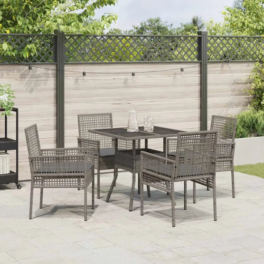 Set da Pranzo per Giardino 5 pz | Set Salotto da Giardino Grigio polyrattan