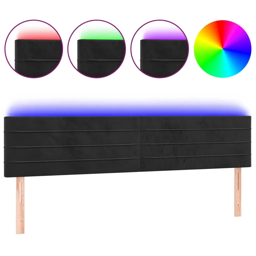 Testiera | Testata a LED Nera 180x5x78/88 cm in Velluto
