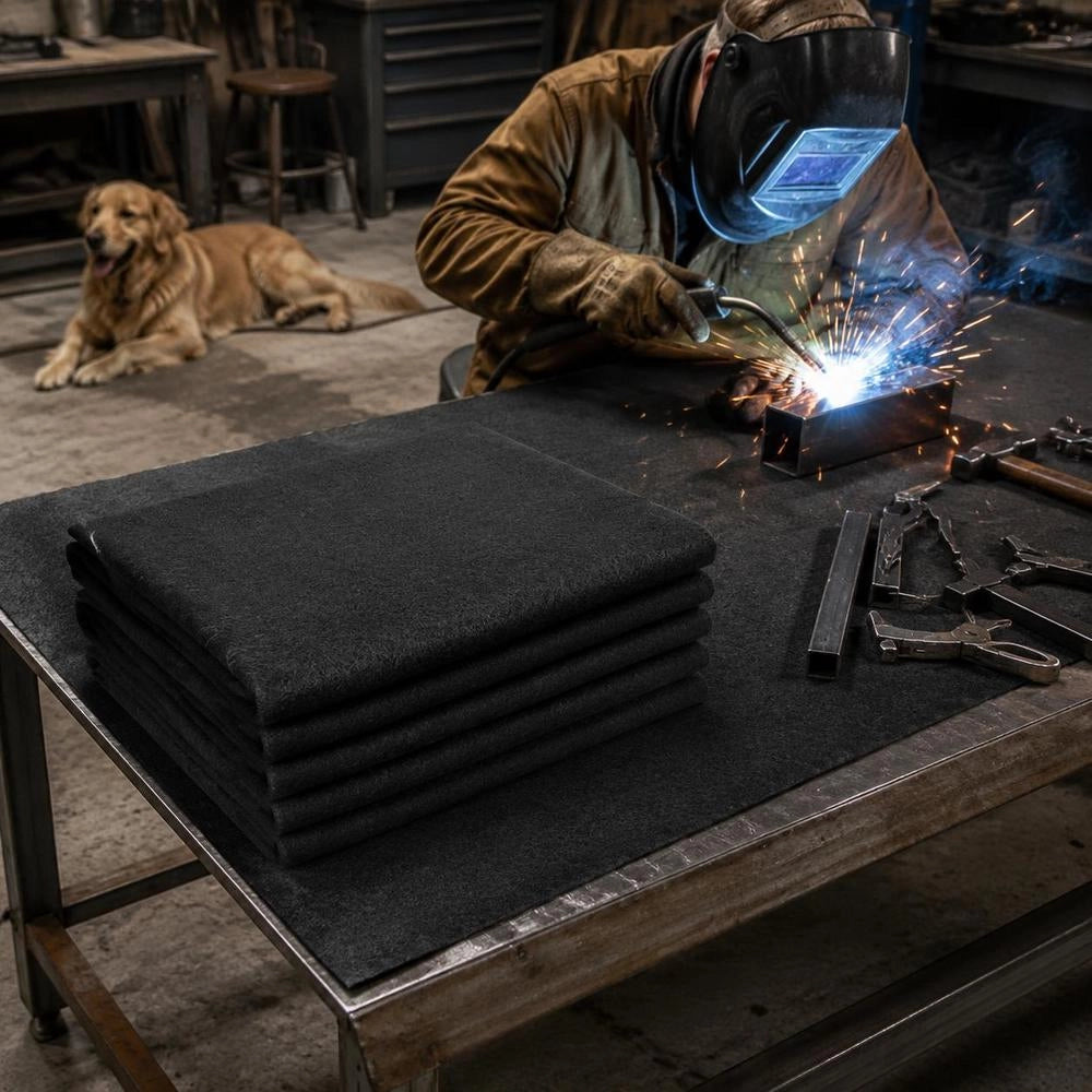 4-piece Set Of Welding Blankets 950 X 910 X 3 Mm, Welding Protection Blanket, 982℃ Heat Resistance, Heat Protection Fabric, Thermal Protection Mat, Carbon Fiber Fire Blanket, Fireproof Mat, Fire Protection Mat, Fire Mat