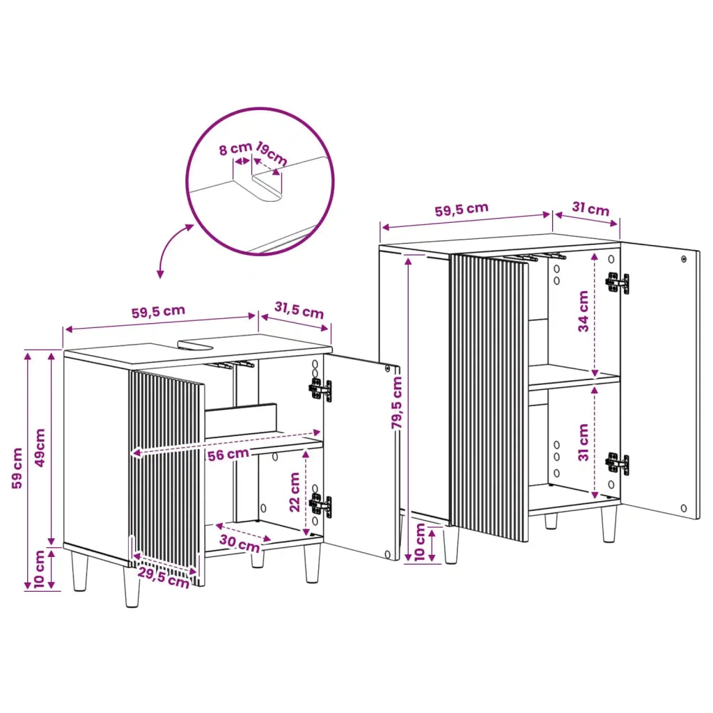 Set di Armadi da Bagno da 2 Pezzi ARNHEM Grigio Cemento 3417606