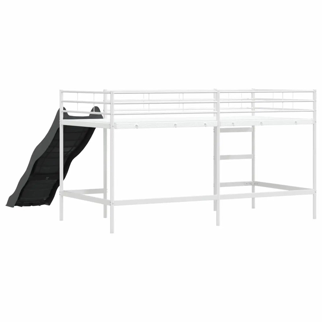 Letto loft per bambini con scivolo Bianco e Antracite