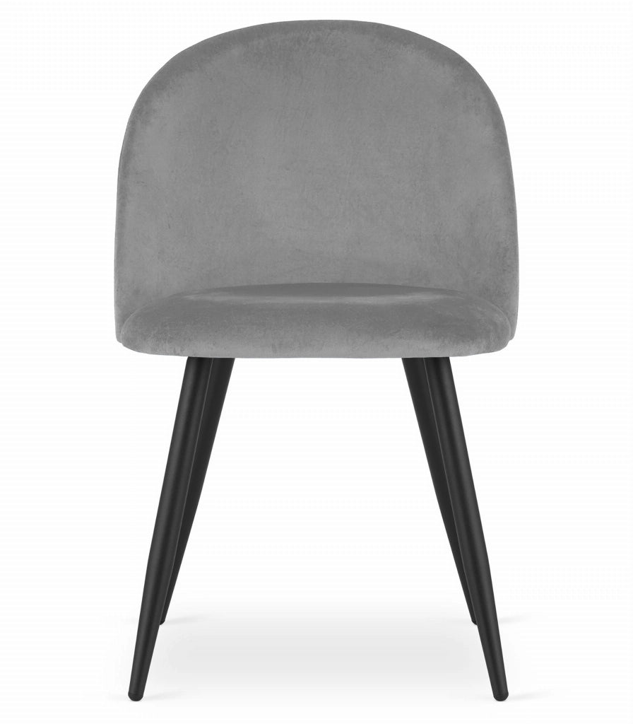 Valora Bello Chair, velluto grigio chiaro, gambe nere, set da 2