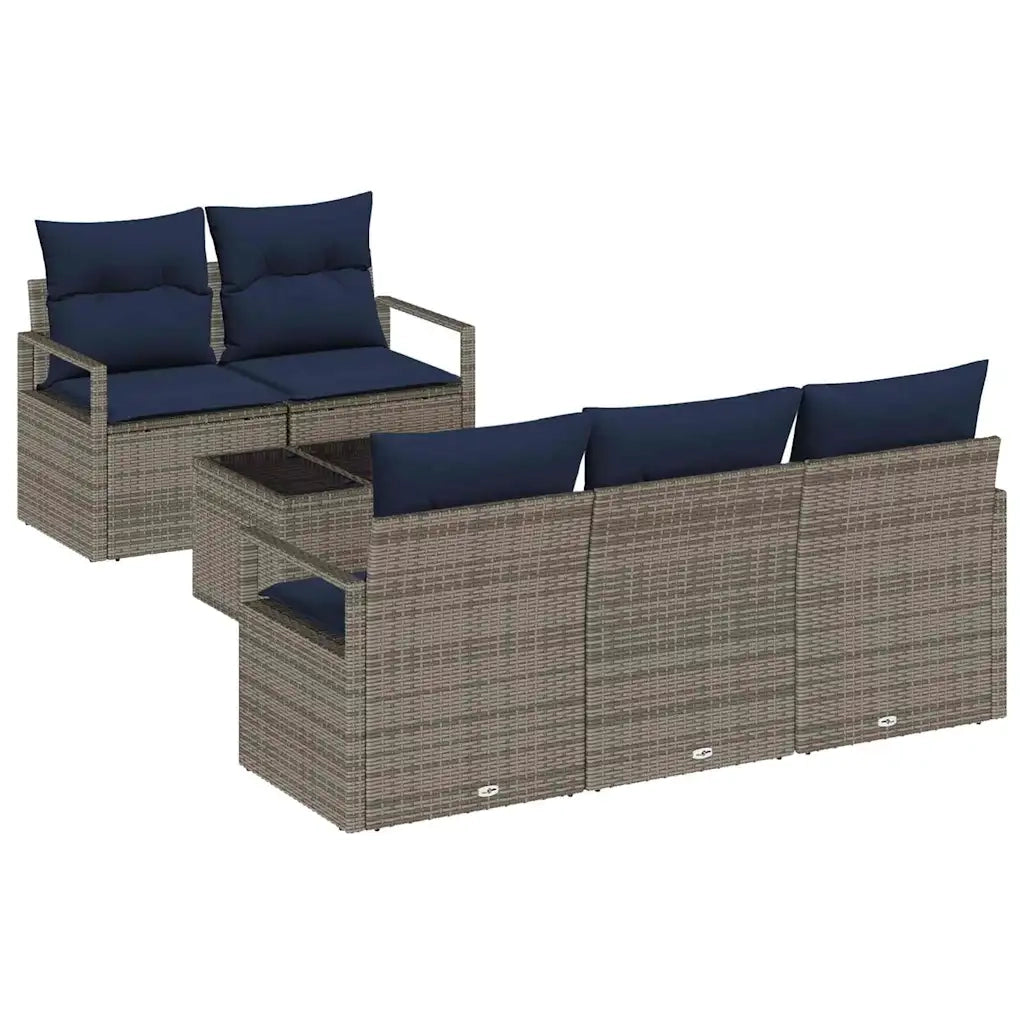 Set di divani 6 pcs Grigio e Blu Navy polyrattan 3346265