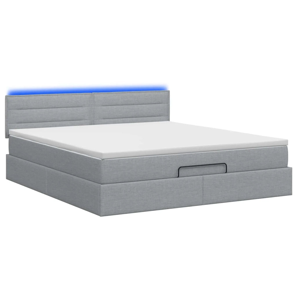Letto Ottomano con Materasso e LED Grigio Chiaro 180 x 200 cm 3456843