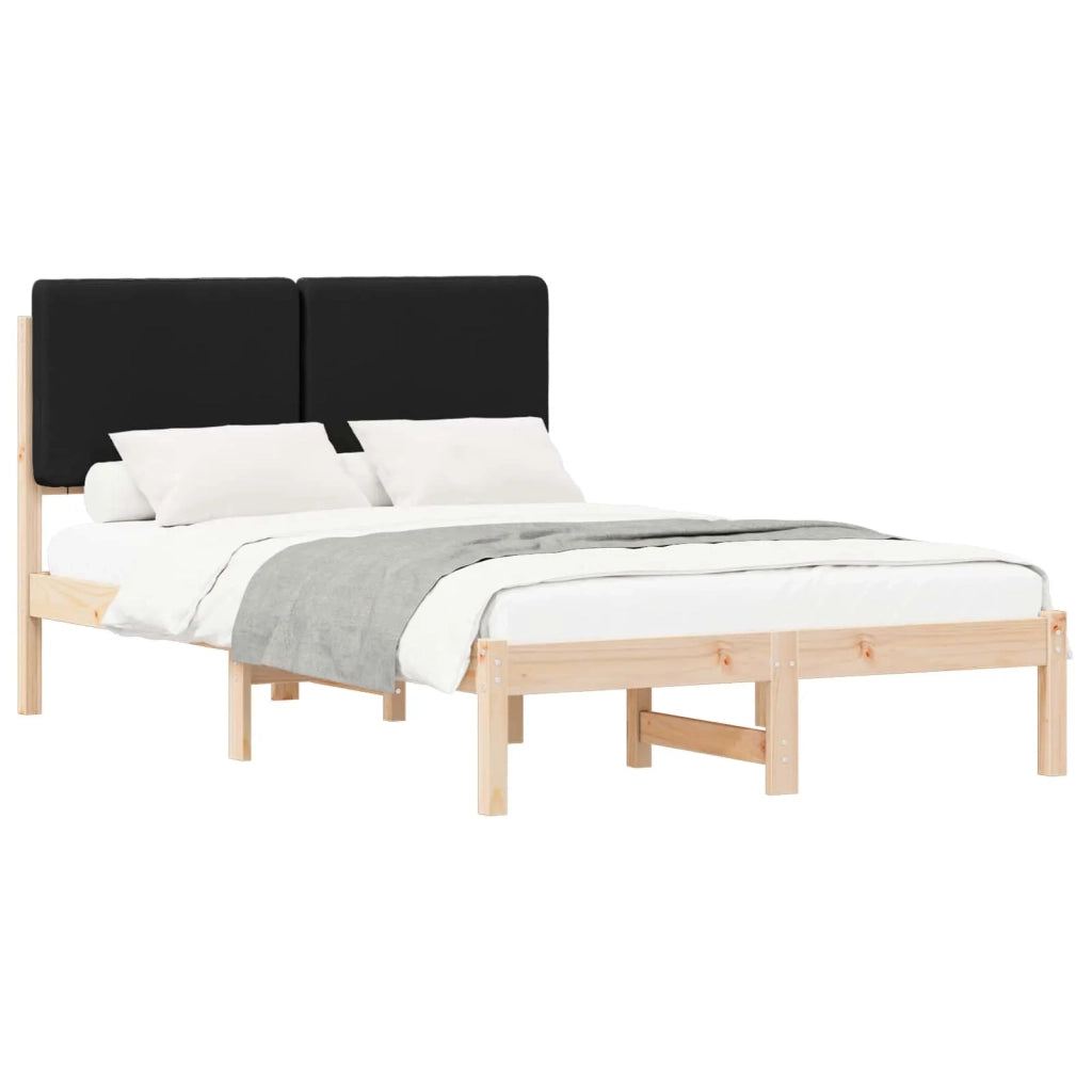 Letto con Testiera Rivestita-Struttura Letto con Testiera Nero 120 x 190 cm Pino massello 827313