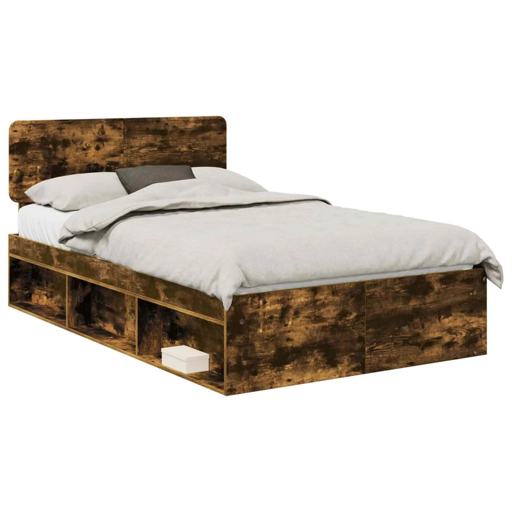 Letto matrimoniale | Letto per adulti | Struttura del letto Rovere fum¨¦ 120 x 190 cm Pino massello