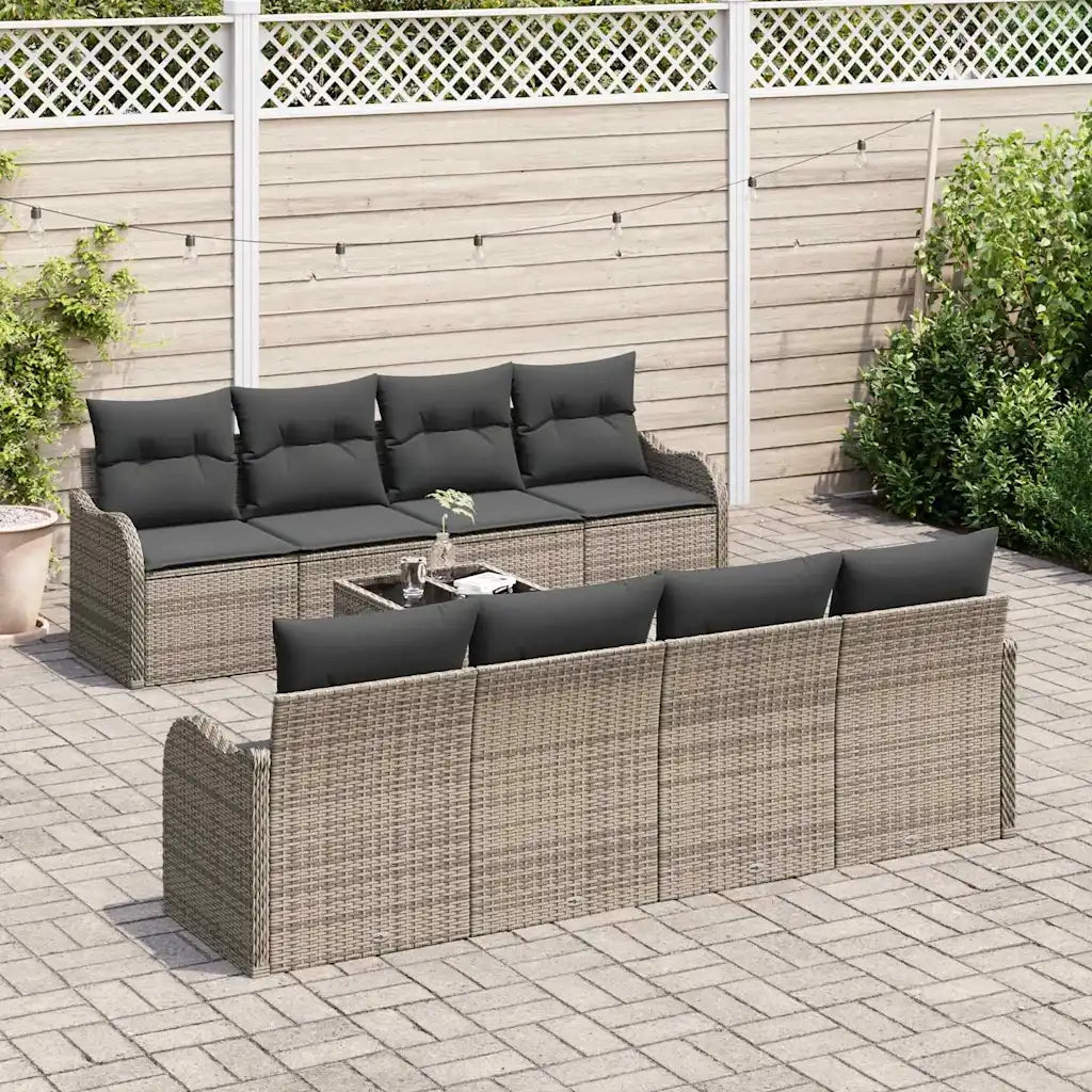 Set Divano da Giardino con cuscino con cuscino 9 pcs Grigio