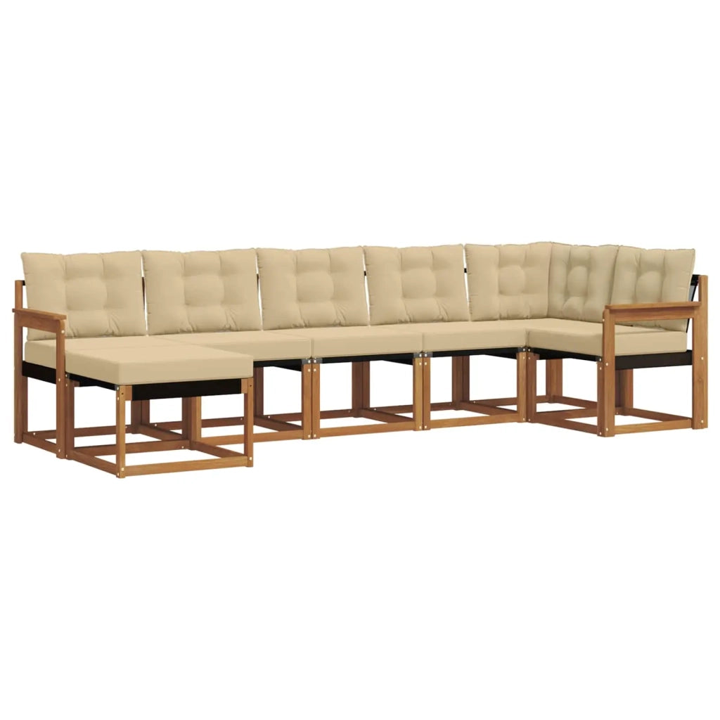 Set di divani da esterno con cuscino 7 pcs Naturale e Beige 3368876