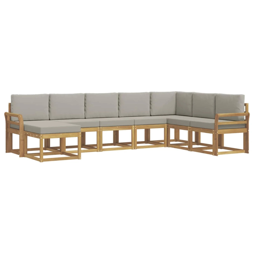 Set di divani da esterno 8 pz Bianco e Grigio Chiaro 3388050