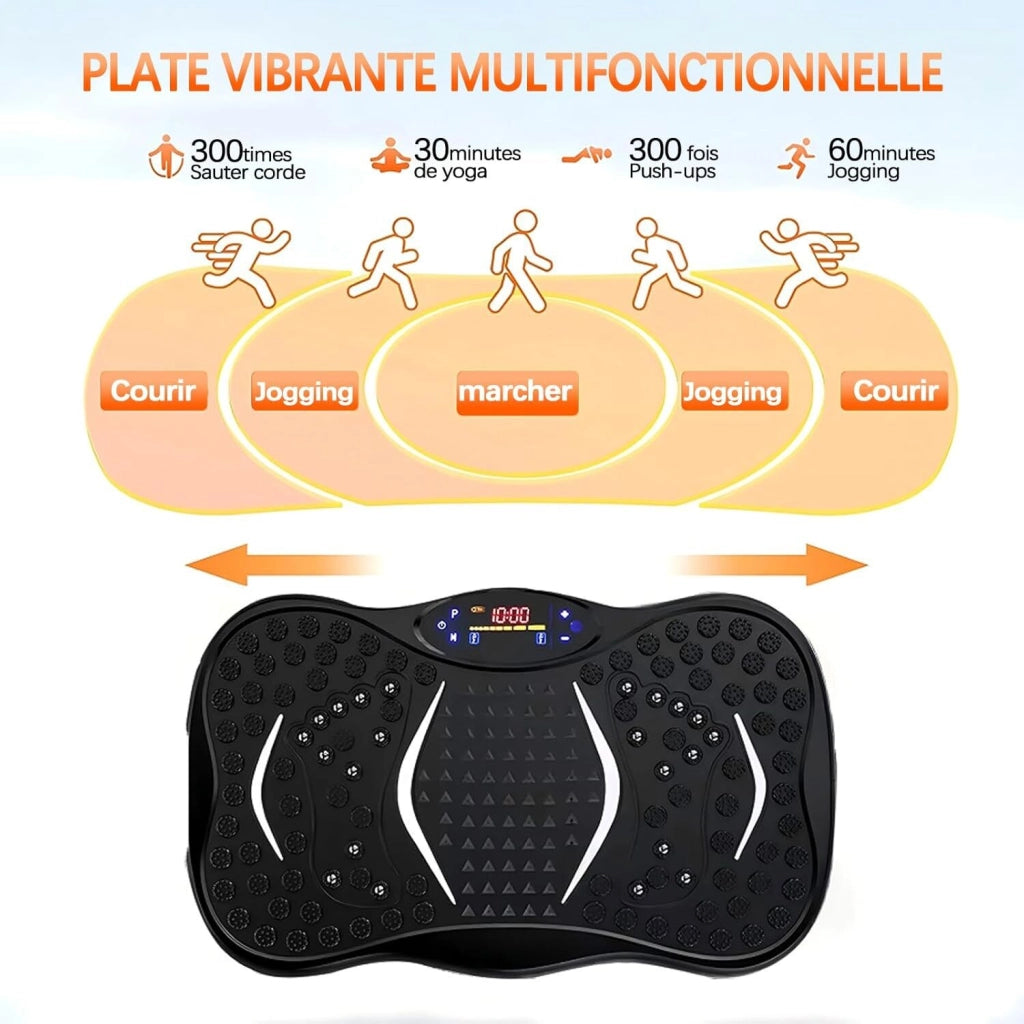 Piattaforma vibrante fitness Bluetooth 5 programmi 99 livelli 2 fasce elastiche e telecomandonero