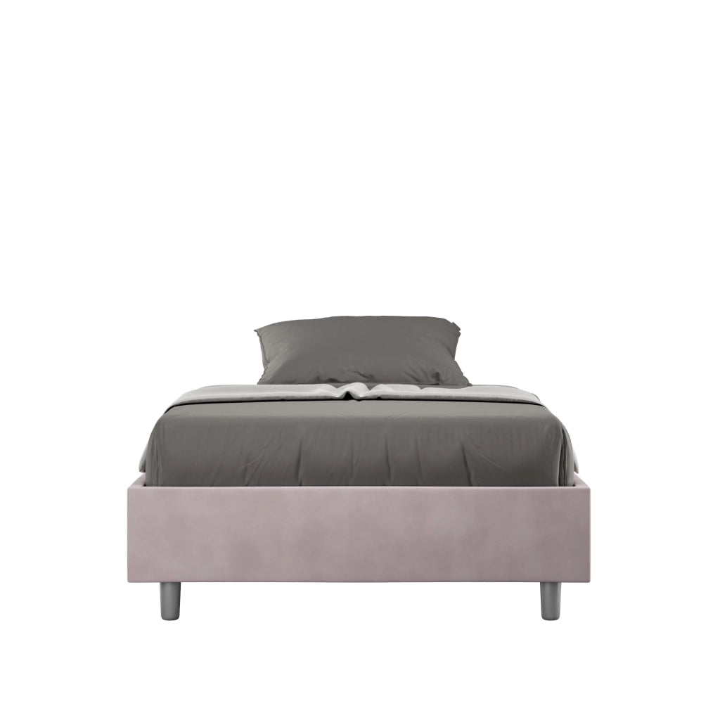 BS COM Letto una piazza e mezza contenitore imbottito 110x200 microfibra glicine