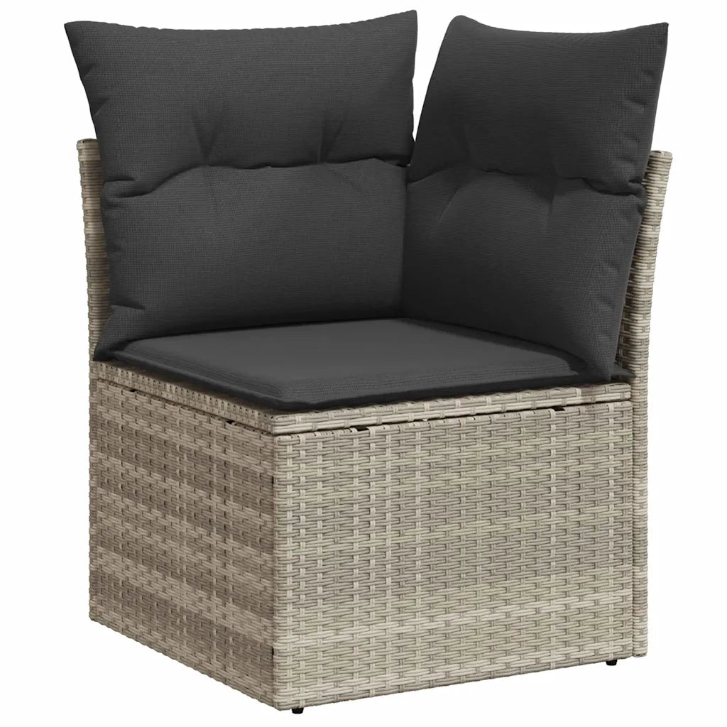 Set Divano da Giardino 9 pcs Grigio chiaro Poly Rattan