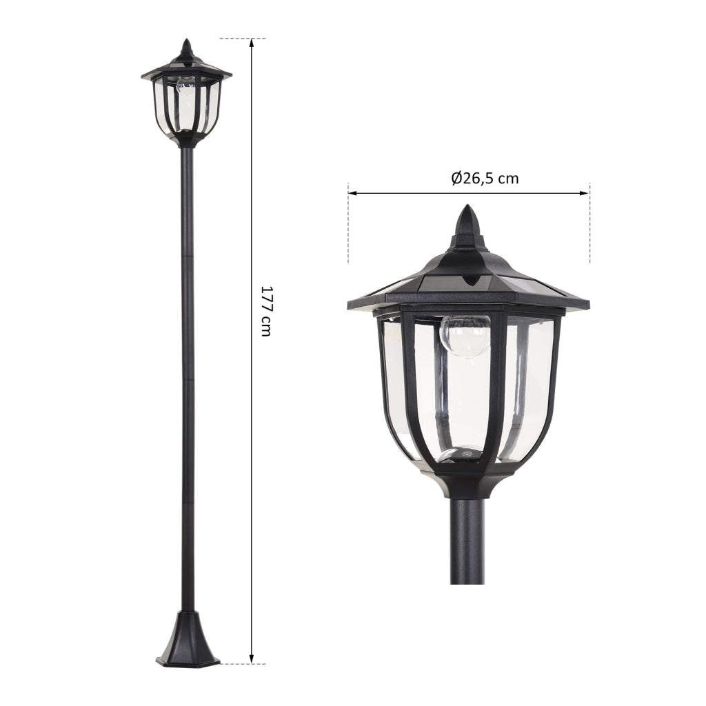 Lanterna Solare LED da Giardino ¨C Xylo ¨C Plastica Nera 177cm per Esterno e Interno