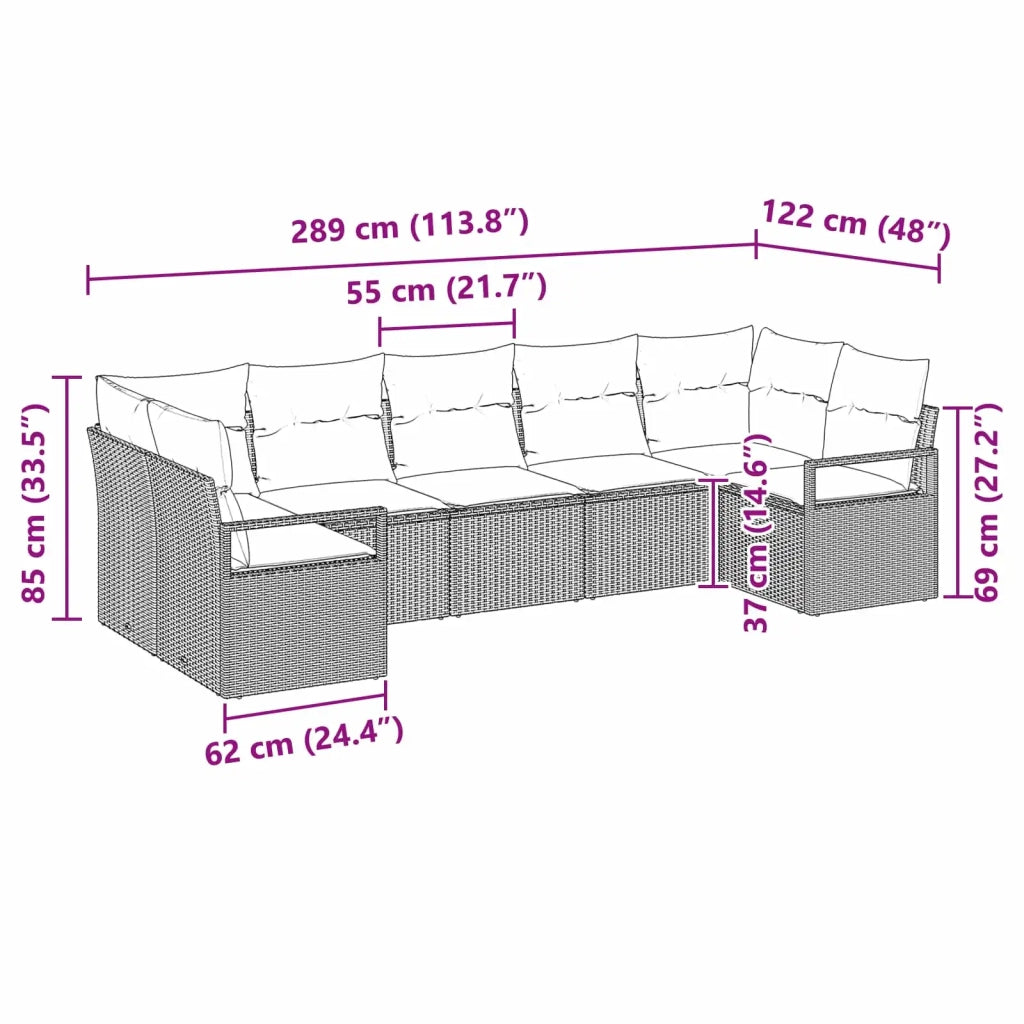 Set di divani con cuscino 7 pcs Marrone polyrattan 3346534