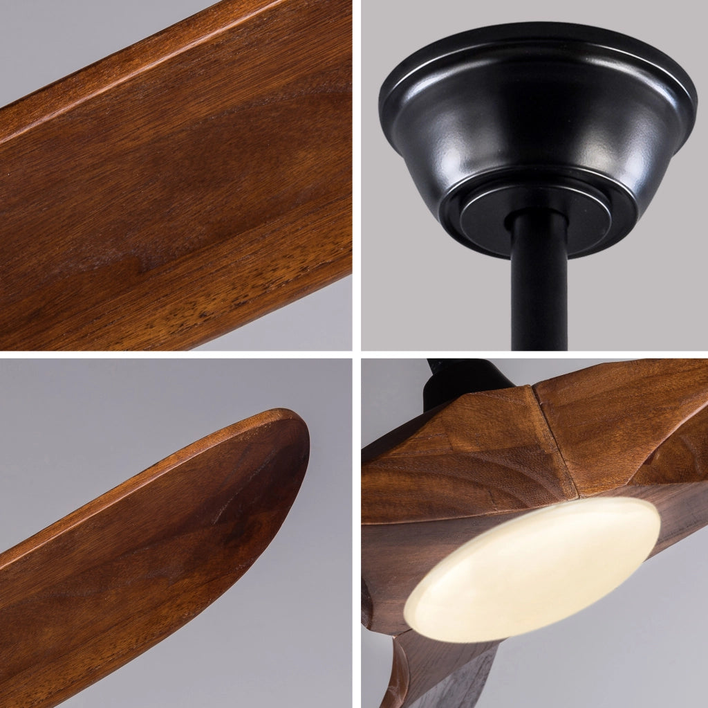 VENTILATORE DA SOFFITTO 106,7 cm con LED Dimmerabile Nero e Noce Scuro