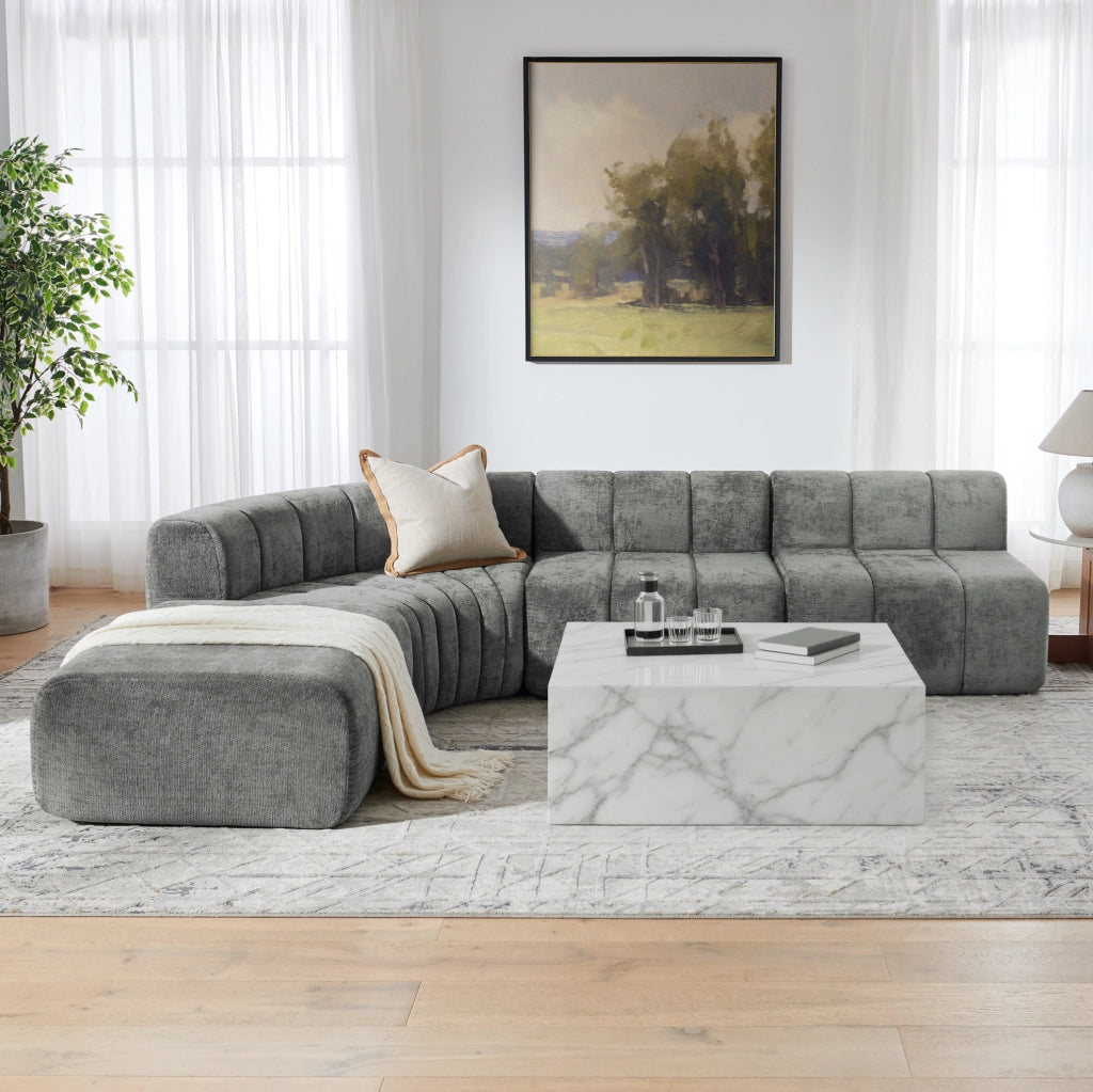 DIVANO Angolare Modulare in Chenille Grigio