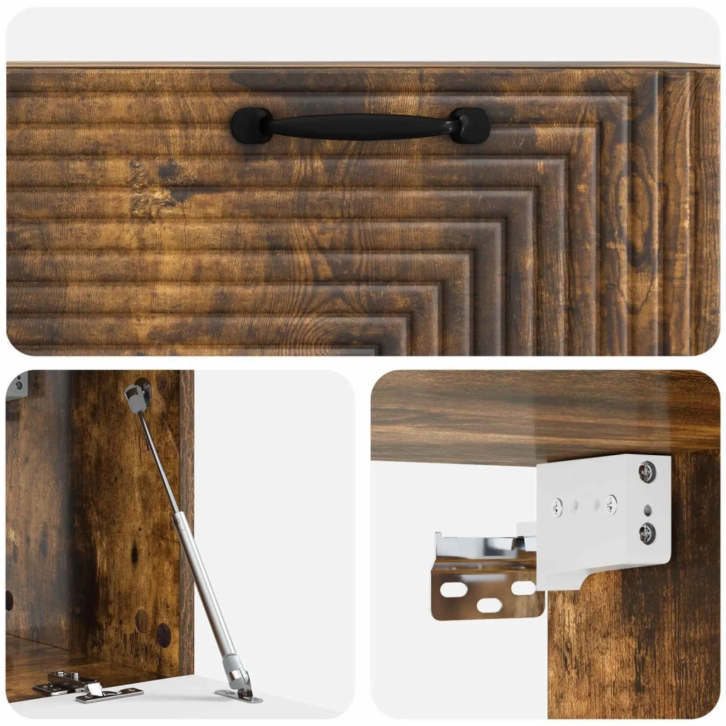 Mobile Porta TV da Muro-Credenza per TV sospesa Rovere Fumo 78,5 x 31 x 30 cm 711081