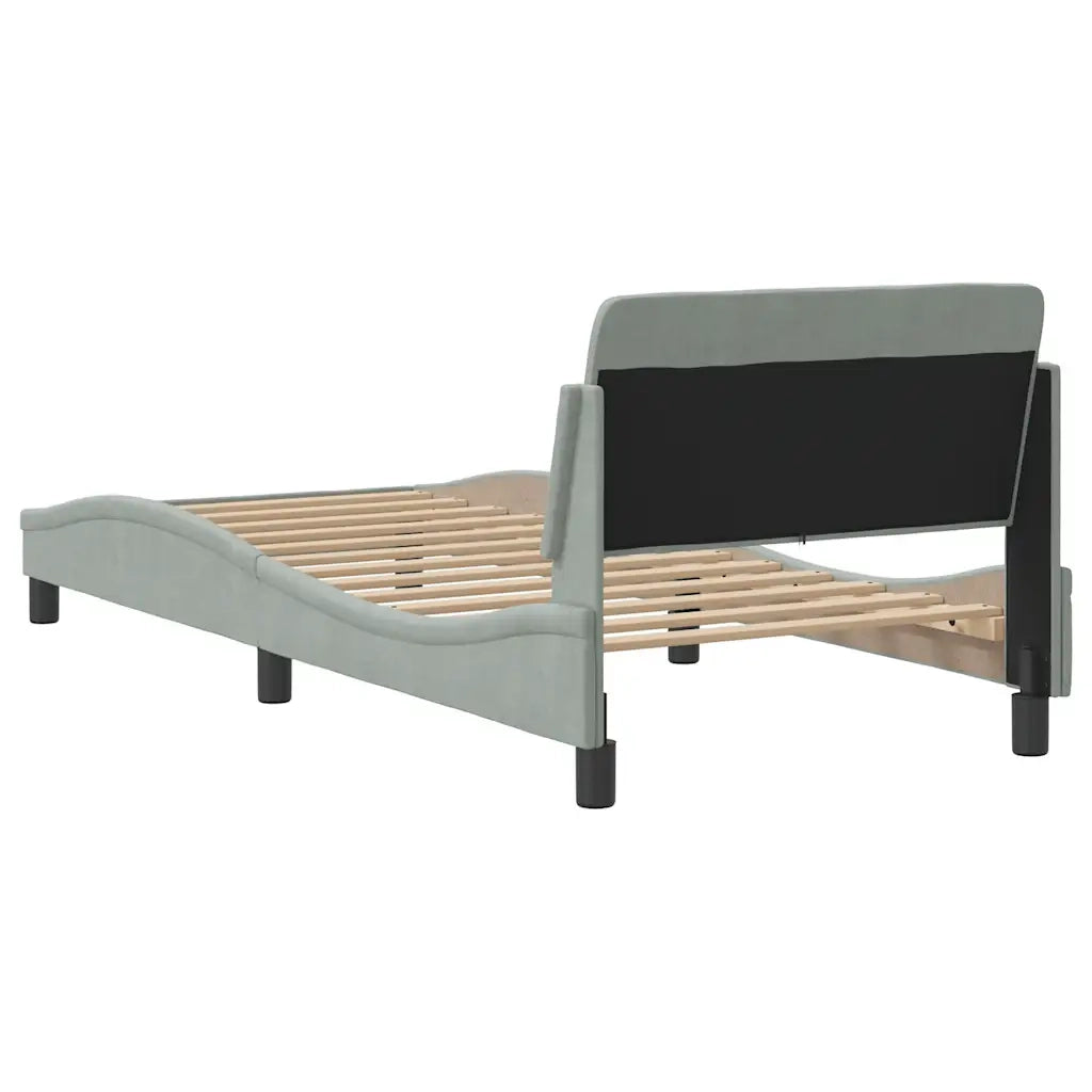 Giroletto-Struttura Letto Dover Grigio Chiaro 90x200 cm Velluto
