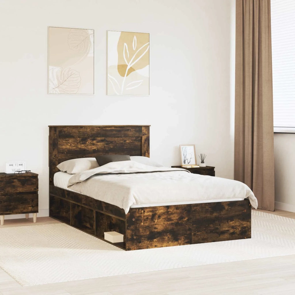 Letto matrimoniale | Letto per adulti | Struttura del letto Rovere fum¨¦ 120 x 200 cm Pino massello